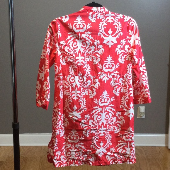 XS Merona coral pink damask print swimsuit cover up - Picture 2 of 16